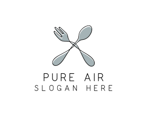 Spoon Fork Food Utensil logo design