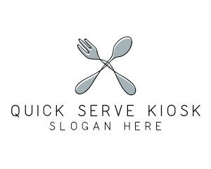 Spoon Fork Food Utensil logo design