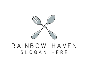 Spoon Fork Food Utensil logo design