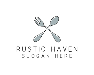 Spoon Fork Food Utensil logo design