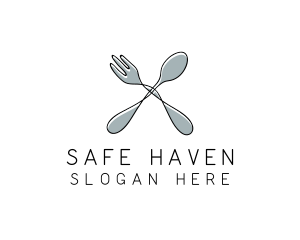 Spoon Fork Food Utensil logo design