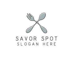 Spoon Fork Food Utensil logo design