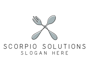 Spoon Fork Food Utensil logo design