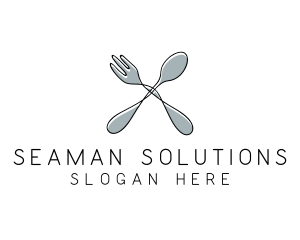 Spoon Fork Food Utensil logo design