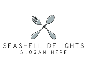 Spoon Fork Food Utensil logo design