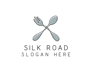 Spoon Fork Food Utensil logo design