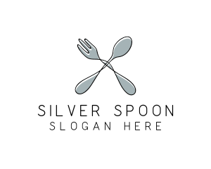 Spoon Fork Food Utensil logo design