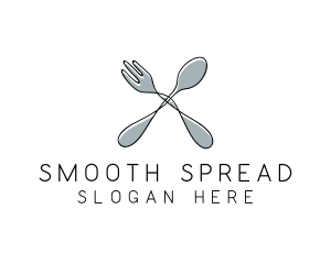 Spoon Fork Food Utensil logo design