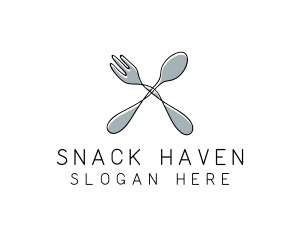 Spoon Fork Food Utensil logo design