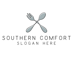 Spoon Fork Food Utensil logo design