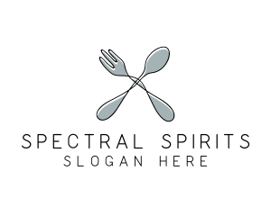 Spoon Fork Food Utensil logo design