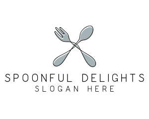 Spoon Fork Food Utensil logo design