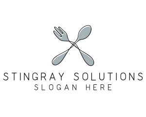 Spoon Fork Food Utensil logo design