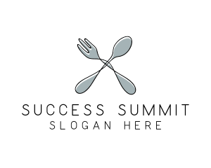 Spoon Fork Food Utensil logo design