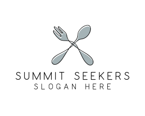 Spoon Fork Food Utensil logo design