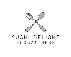 Spoon Fork Food Utensil logo design