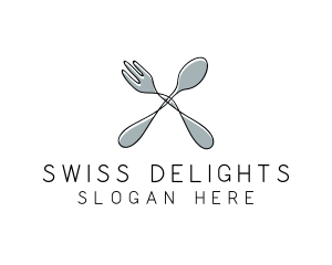 Spoon Fork Food Utensil logo design