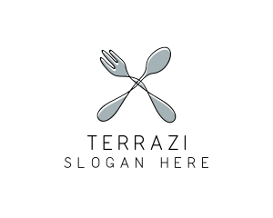 Spoon Fork Food Utensil logo design