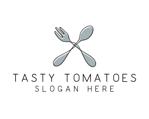 Spoon Fork Food Utensil logo design