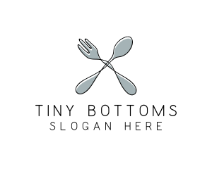 Spoon Fork Food Utensil logo design