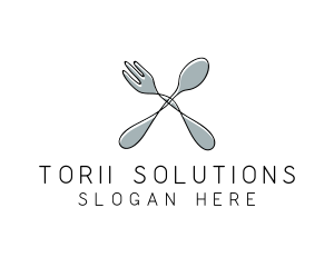 Spoon Fork Food Utensil logo design