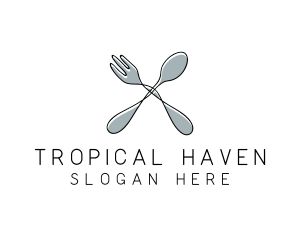 Spoon Fork Food Utensil logo design