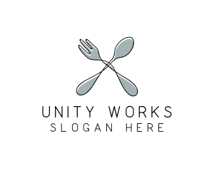 Spoon Fork Food Utensil logo design