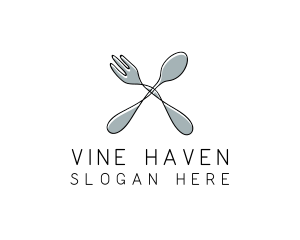 Spoon Fork Food Utensil logo design