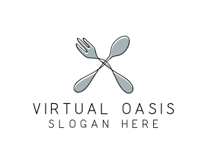 Spoon Fork Food Utensil logo design