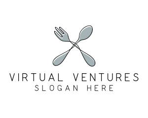 Spoon Fork Food Utensil logo design