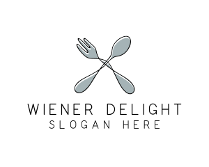 Spoon Fork Food Utensil logo design