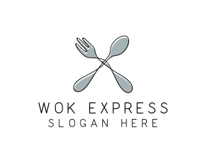 Spoon Fork Food Utensil logo design