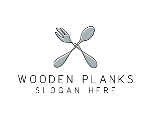 Spoon Fork Food Utensil logo design