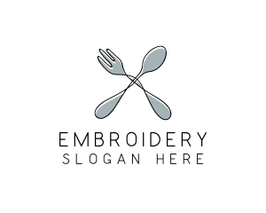 Spoon Fork Food Utensil logo design