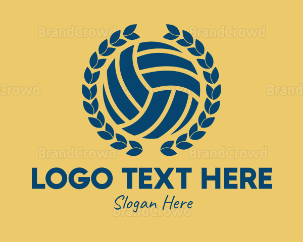 Blue Volleyball Wreath Logo