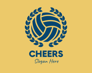 Blue Volleyball Wreath  Logo