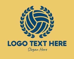 Award - Blue Volleyball Wreath logo design