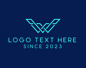 Game Clan - Futuristic Tech Letter W logo design