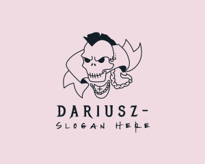 Hip Hop Mohawk Skull Logo