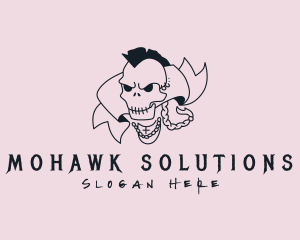 Hip Hop Mohawk Skull logo design