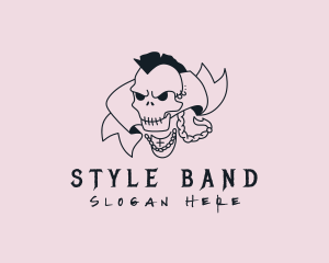 Hip Hop Mohawk Skull logo design