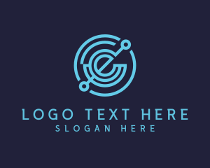 Round - Digital Business Technology Letter E logo design