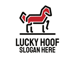 Horseshoe - Red Horse Stallion logo design