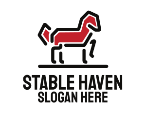 Horse - Red Horse Stallion logo design