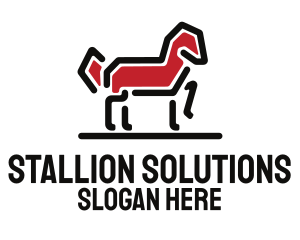 Stallion - Red Horse Stallion logo design