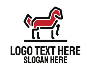Horseshoe - Red Horse Stallion logo design