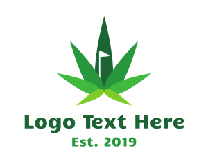 Weed - Cannabis Leaf Flag logo design