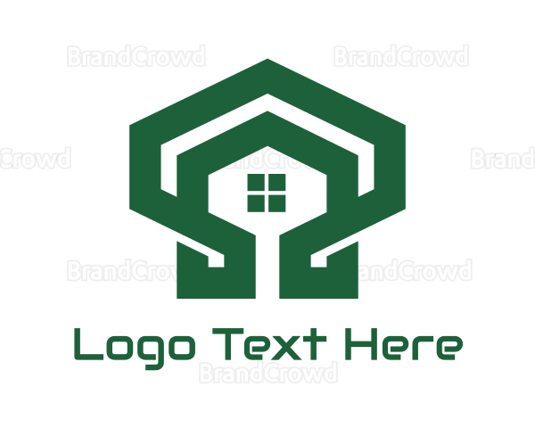 Green Hexagon Shell House Logo