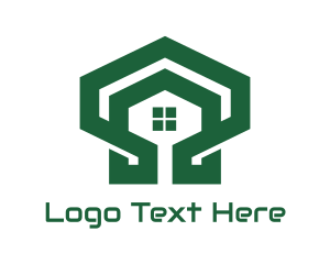 Green Hexagon Shell House logo design