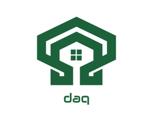 Green Hexagon Shell House Logo